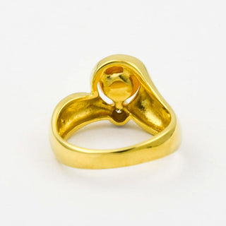 Perlenring aus 585 Gelb- und Weißgold mit Brillant, nachhaltiger second hand Schmuck perfekt aufgearbeitet