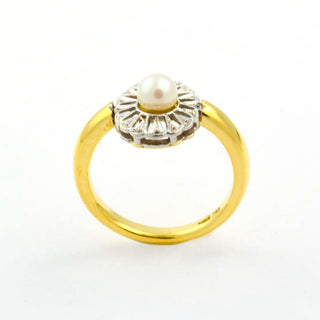 Perlenring aus 750 Gelb- und Weißgold, nachhaltiger second hand Schmuck perfekt aufgearbeitet