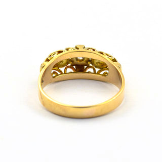 Perlenring aus 585 Gelb- und Weißgold mit Brillant, nachhaltiger second hand Schmuck perfekt aufgearbeitet