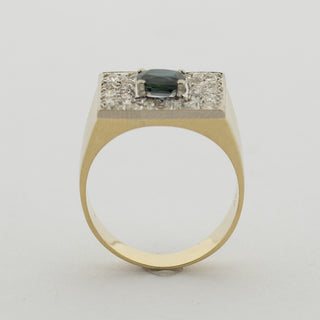 Saphirring aus 585 Gelb- und Weißgold mit Diamant, nachhaltiger second hand Schmuck perfekt aufgearbeitet