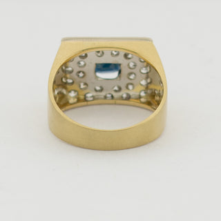 Saphirring aus 585 Gelb- und Weißgold mit Diamant, nachhaltiger second hand Schmuck perfekt aufgearbeitet