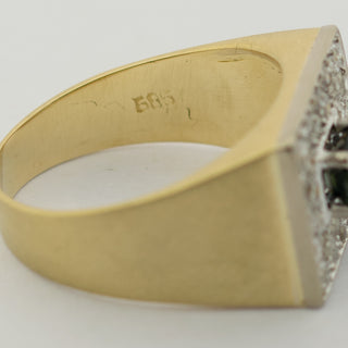 Saphirring aus 585 Gelb- und Weißgold mit Diamant, nachhaltiger second hand Schmuck perfekt aufgearbeitet