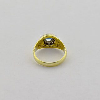 Saphirring aus 585 Gelb- und Weißgold mit Brillant, nachhaltiger second hand Schmuck perfekt aufgearbeitet