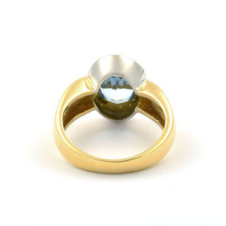 Ring aus 585 Gelb- und Weißgold mit Topas, nachhaltiger second hand Schmuck perfekt aufgearbeitet