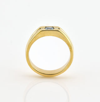 Ring aus 585 Gelb- und Weißgold mit Topas und Brillant, nachhaltiger second hand Schmuck perfekt aufgearbeitet