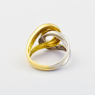 Ring aus 750 Gelb- und Weißgold, nachhaltiger second hand Schmuck perfekt aufgearbeitet