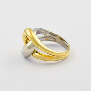 Ring aus 750 Gelb- und Weißgold, nachhaltiger second hand Schmuck perfekt aufgearbeitet