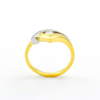 Brillantring aus 585 Gelbgold/Platin, nachhaltiger second hand Schmuck perfekt aufgearbeitet