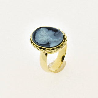 Ring aus 585 Gelbgold mit Achat, nachhaltiger second hand Schmuck perfekt aufgearbeitet