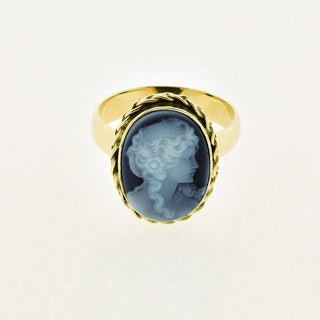 Ring aus 585 Gelbgold mit Achat, nachhaltiger second hand Schmuck perfekt aufgearbeitet