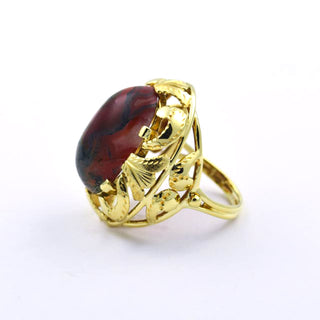 Ring aus 585 Gelbgold mit Achat, nachhaltiger second hand Schmuck perfekt aufgearbeitet