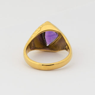 Ring aus 585 Gelbgold mit Amethyst, hochwertiger second hand Schmuck perfekt aufgearbeitet