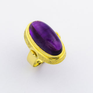 Ring aus 585 Gelbgold mit Amethyst, nachhaltiger second hand Schmuck perfekt aufgearbeitet