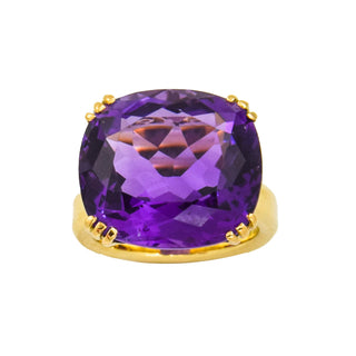 Ring aus 585 Gelbgold mit Amethyst, nachhaltiger second hand Schmuck perfekt aufgearbeitet