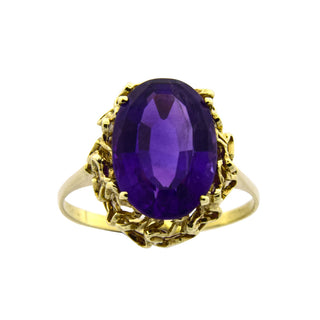 Ring aus 585 Gelbgold mit Amethyst, nachhaltiger second hand Schmuck perfekt aufgearbeitet