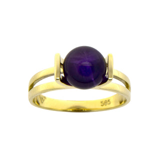 Ring aus 585 Gelbgold mit Amethyst, nachhaltiger second hand Schmuck perfekt aufgearbeitet