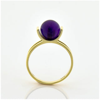 Ring aus 585 Gelbgold mit Amethyst, nachhaltiger second hand Schmuck perfekt aufgearbeitet