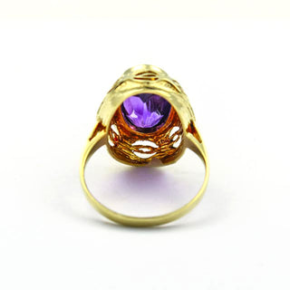 Ring aus 585 Gelbgold mit Amethyst, nachhaltiger second hand Schmuck perfekt aufgearbeitet