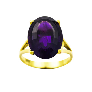 Ring aus 585 Gelbgold mit Amethyst, nachhaltiger second hand Schmuck perfekt aufgearbeitet