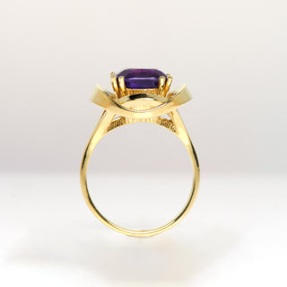 Ring aus 585 Gelbgold mit Amethyst, nachhaltiger second hand Schmuck perfekt aufgearbeitet