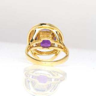 Ring aus 585 Gelbgold mit Amethyst, nachhaltiger second hand Schmuck perfekt aufgearbeitet