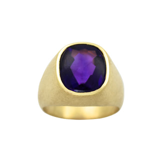 Ring aus 750 Gelbgold mit Amethyst, nachhaltiger second hand Schmuck perfekt aufgearbeitet