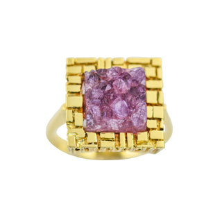 Ring aus 585 Gelbgold mit Amethyst, nachhaltiger second hand Schmuck perfekt aufgearbeitet