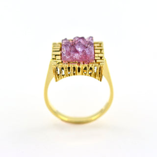 Ring aus 585 Gelbgold mit Amethyst, nachhaltiger second hand Schmuck perfekt aufgearbeitet