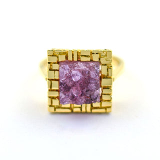 Ring aus 585 Gelbgold mit Amethyst, nachhaltiger second hand Schmuck perfekt aufgearbeitet