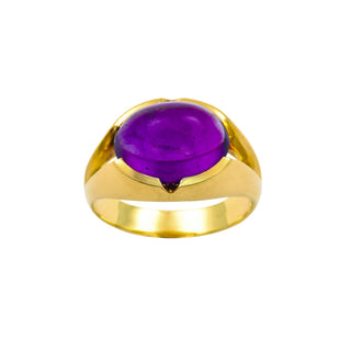 Ring aus 585 Gelbgold mit Amethyst, nachhaltiger second hand Schmuck perfekt aufgearbeitet