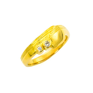 Ring aus 750 Gelbgold mit Brillant, nachhaltiger second hand Schmuck perfekt aufgearbeitet