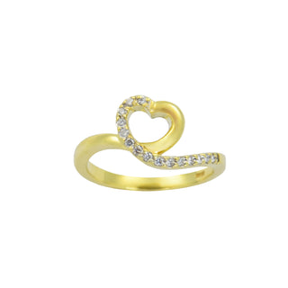 Brillantring Herz aus 585 Gelbgold, nachhaltiger second hand Schmuck perfekt aufgearbeitet