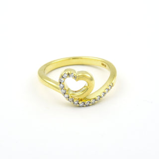 Brillantring Herz aus 585 Gelbgold, nachhaltiger second hand Schmuck perfekt aufgearbeitet