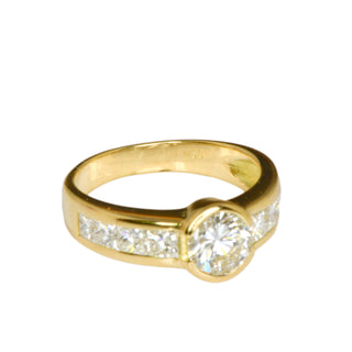 Brillantring aus 750 Gelbgold mit Diamant, nachhaltiger second hand Schmuck perfekt aufgearbeitet