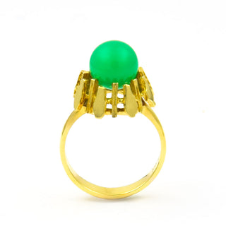 Ring aus 585 Gelbgold mit Chrysopras, nachhaltiger second hand Schmuck perfekt aufgearbeitet