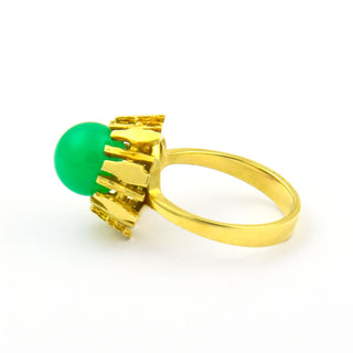 Ring aus 585 Gelbgold mit Chrysopras, nachhaltiger second hand Schmuck perfekt aufgearbeitet