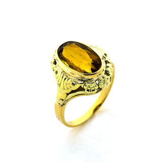 Ring aus 585 Gelbgold mit Citrin, nachhaltiger second hand Schmuck perfekt aufgearbeitet