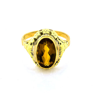 Ring aus 585 Gelbgold mit Citrin, nachhaltiger second hand Schmuck perfekt aufgearbeitet