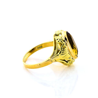 Ring aus 585 Gelbgold mit Citrin, nachhaltiger second hand Schmuck perfekt aufgearbeitet