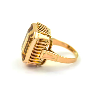 Ring aus 585 Gelbgold mit Citrin, nachhaltiger second hand Schmuck perfekt aufgearbeitet