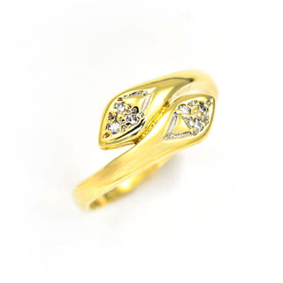 Diamantring Schlangen aus 585 Gelbgold, nachhaltiger second hand Schmuck perfekt aufgearbeitet