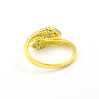 Diamantring Schlangen aus 585 Gelbgold, nachhaltiger second hand Schmuck perfekt aufgearbeitet
