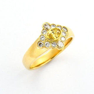 Diamantring aus 750 Gelbgold mit Brillant, nachhaltiger second hand Schmuck perfekt aufgearbeitet