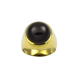 Ring aus 585 Gelbgold mit Sterndiopsid, nachhaltiger second hand Schmuck perfekt aufgearbeitet