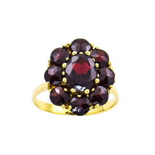 Ring aus 585 Gelbgold mit Granat, nachhaltiger second hand Schmuck perfekt aufgearbeitet
