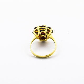 Ring aus 585 Gelbgold mit Granat, nachhaltiger second hand Schmuck perfekt aufgearbeitet