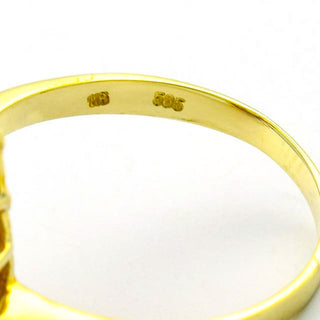 Granatring aus 585 Gelbgold, nachhaltiger second hand Schmuck perfekt aufgearbeitet
