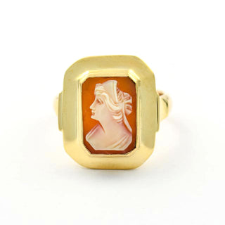 Ring aus 585 Gelbgold mit Kamee/Gemme, nachhaltiger second hand Schmuck perfekt aufgearbeitet