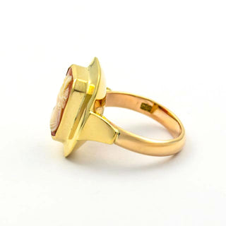 Ring aus 585 Gelbgold mit Kamee/Gemme, nachhaltiger second hand Schmuck perfekt aufgearbeitet