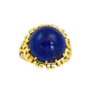 Ring aus 585 Gelbgold mit Lapislazuli, nachhaltiger second hand Schmuck perfekt aufgearbeitet